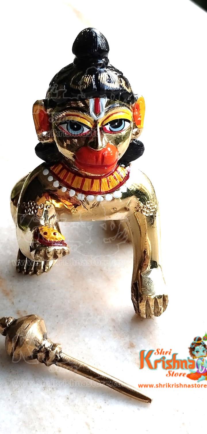 Brass Hand Painted Bal Hanuman Idol Statue /Little Bajrang Bali