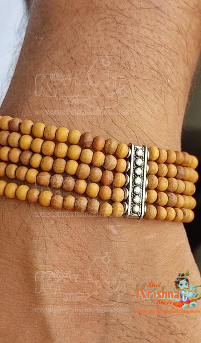 Five Layers Pure White Chandan Beads Bracelet Design