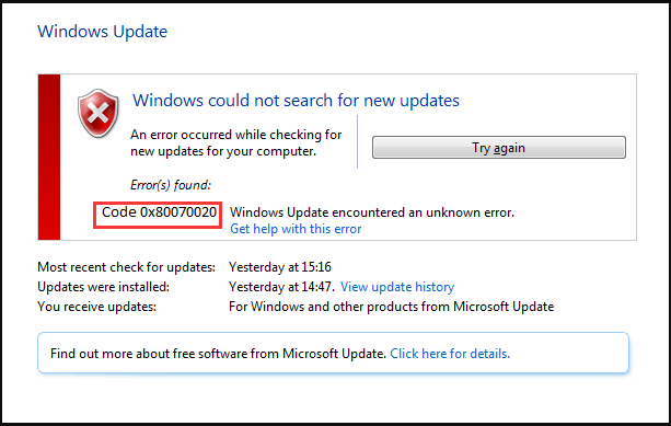 Solutions to fix Windows 10/11 Update Error 0x80070020