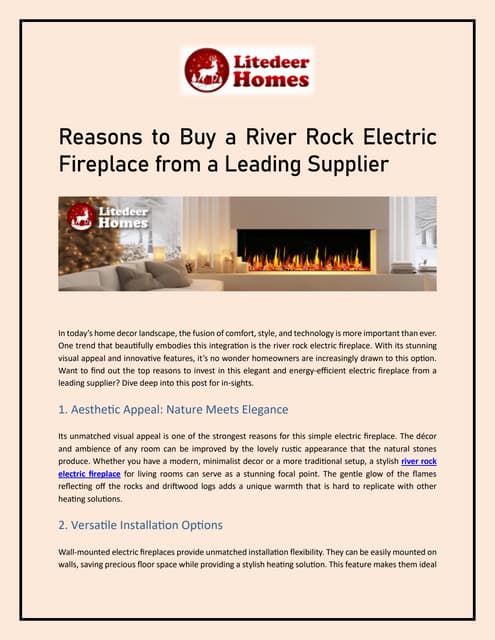 Reasons to Buy a River Rock Electric Fireplace from a Leading Supplier.pdf | Free Download