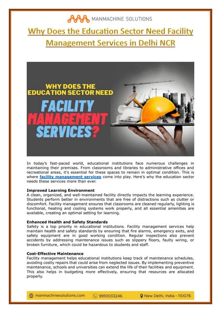 Why Does the Education Sector Need Facility Management Services.pdf | Free Download